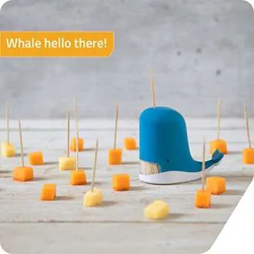 PELEG DESIGN Jonah Toothpick Holder - Cute Whale Toothpick Dispenser - Fun and Decorative Plastic Toothpick Holder for Easy Access During Meals or Gatherings
