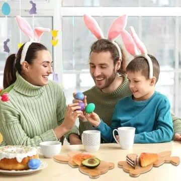 AWIZOM Easter Bunny Shaped Cutting Board Rabbit Bamboo Charcuterie Board Wooden Bread Cheese Serving Tray Platter Kitchen Chopping Board for Easter Spring Holiday Housewarming Present,13.78x7.68x0.59"