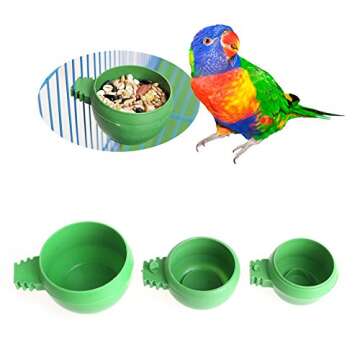 Wodwad Mini Bird Parrot Food Water Bowl Feeder Plastic Pigeons Birds Cage Sand Cup Feeding Holder (5Pcs, M)