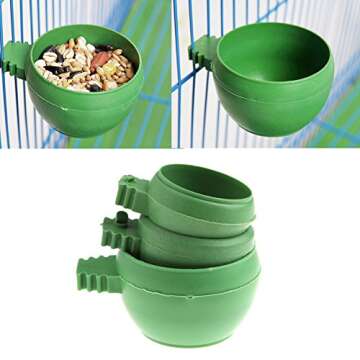 Wodwad Mini Bird Parrot Food Water Bowl Feeder Plastic Pigeons Birds Cage Sand Cup Feeding Holder (5Pcs, M)