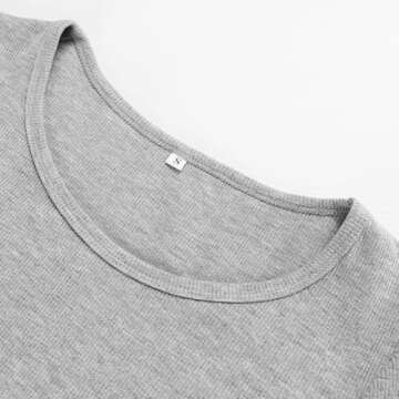 Artfish Women's Ribbed Long Sleeve Crop Top in Heather Grey