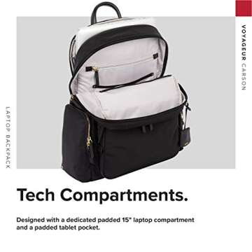TUMI - Voyageur Carson Laptop Backpack - 15 Inch Computer Bag for Women - Black