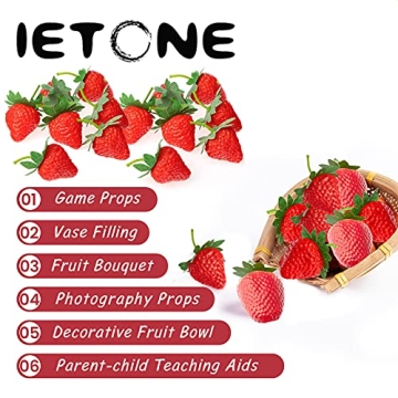 IETONE 50 Artificial Strawberries for Festive Decor