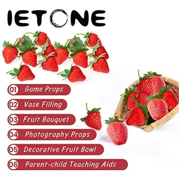 IETONE 50 Artificial Strawberries for Festive Decor