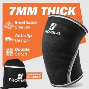 ProFitness Knee Sleeves Weightlifting for Men & Women | 7mm Thick Neoprene Knee Sleeve | Supportive ...