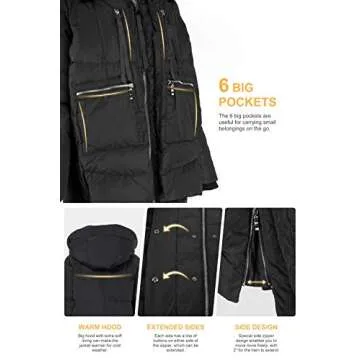 Orolay Women's Thickened Down Jacket Black X-Large