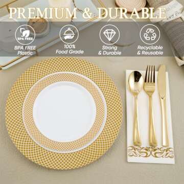 175-Piece Gold Dinnerware Set for 25 Guests - FOCUSLINE