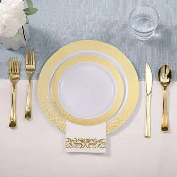 175-Piece Gold Dinnerware Set for 25 Guests - FOCUSLINE
