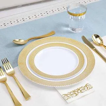 175-Piece Gold Dinnerware Set for 25 Guests - FOCUSLINE