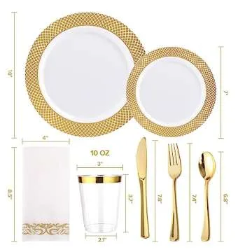 175-Piece Gold Dinnerware Set for 25 Guests - FOCUSLINE