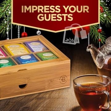 Elegant Bamboo Tea Organizer with Drawer & Acrylic Window