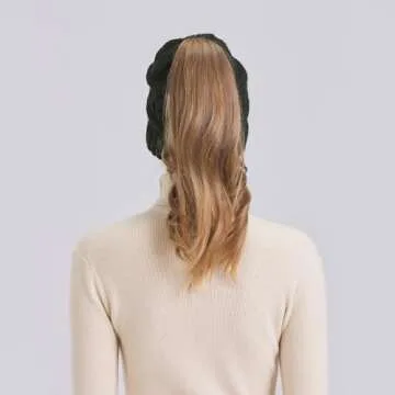 PFFY Female Ponytail Beanie - Winter Warm Knit Cap