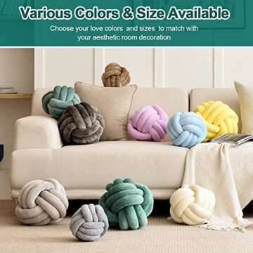 ZAKUN Knot Pillow Ball, Soft Round Throw Pillow Cushion Home Decorative Ball Pillows, Handmade Plush Throw Knotted Pillow for Home Décor Play Knot Ball(13.7inches,Teal)