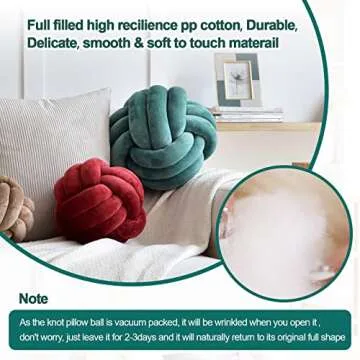 ZAKUN Knot Pillow Ball, Soft Round Throw Pillow Cushion Home Decorative Ball Pillows, Handmade Plush Throw Knotted Pillow for Home Décor Play Knot Ball(13.7inches,Teal)