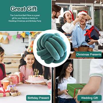 ZAKUN Knot Pillow Ball, Soft Round Throw Pillow Cushion Home Decorative Ball Pillows, Handmade Plush Throw Knotted Pillow for Home Décor Play Knot Ball(13.7inches,Teal)