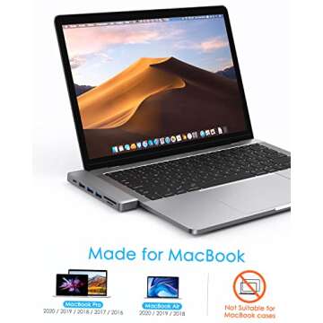 Adapter for MacBook Pro/Air M1 2022/2021/2020, 7 in 2 USB-C Hub with 4K HDMI, Thunderbolt 3(100W PD), USB-C & 2 USB 3.0, SD/TF Card Reader, Type C Dongle for MacBook Pro Air 13" 15" 16" (D)