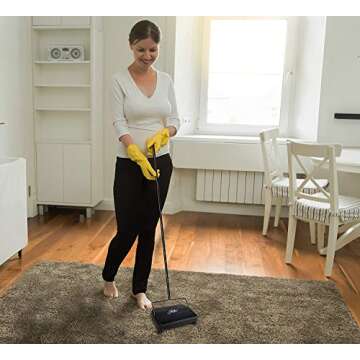 Fuller Brush 17027 Carpet & Floor Sweeper- Mini Stick Cleaner For Hardwood Surfaces, Wood Floors, Laminate, Tile- Small & Portable For The Home Or Office - Cleans Dust Pet Hair- Electrostatic & Silent