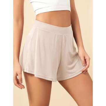 ODODOS 2-Pack Modal Soft Lounge Shorts for Women High Waist Casual Sleepwear Cozy Pajama Bottom, 3" Inseam, Beige+Black, Medium