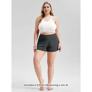 ODODOS 2-Pack Modal Soft Lounge Shorts for Women High Waist Casual Sleepwear Cozy Pajama Bottom, 3" Inseam, Beige+Black, Medium