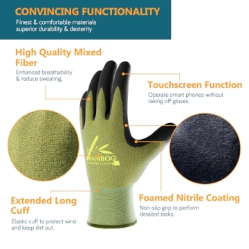COOLJOB Gardening Gloves - Touchscreen, Grippy, Breathable