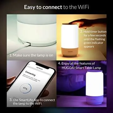 HUGOAI Smart Table Lamp - Dimmable RGBW & Alexa Compatible