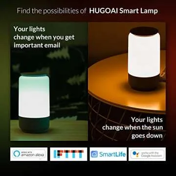 HUGOAI Smart Table Lamp - Dimmable RGBW & Alexa Compatible