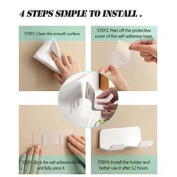 SUPTEC Universal Hair Dryer Holder, Blow Dryer Hanger Wall Mount for Hair Dryer Hook with Plug&Cord Organizer Self Adhesive for Cabinet Bathroom(1 Pack White)