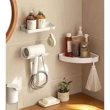 SUPTEC Hair Dryer Holder - Stylish Wall Mount Organizer
