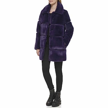 Karl Lagerfeld Paris Women's Faux Leather Fur Jacket in Purple