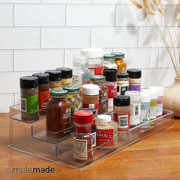 SIMPLEMADE 3-Tier Spice Rack Organizer - Versatile Storage Shelf for Kitchen, Bathroom, Bedroom & Office, Set of 1, Expandable Clear