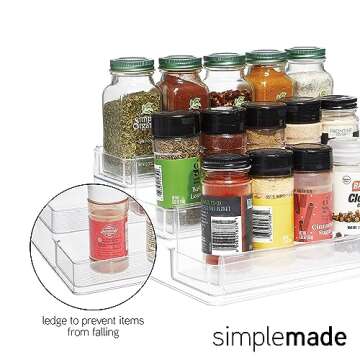 SIMPLEMADE 3-Tier Spice Rack Organizer - Versatile Storage Shelf for Kitchen, Bathroom, Bedroom & Office, Set of 1, Expandable Clear