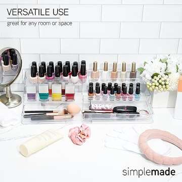 SIMPLEMADE 3-Tier Spice Rack Organizer - Versatile Storage Shelf for Kitchen, Bathroom, Bedroom & Office, Set of 1, Expandable Clear