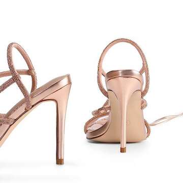 DREAM PAIRS Rose Gold High Heels Stilletos Heels for Women Strappy Gladiator Sexy Square Toe Heels Open Toe Heels Dressy Pumps Sandals Size 8 SDHS2239W