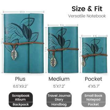 BEYONG Leather Journal for Women Men, Refillable Travelers Notebook, Blank Journals for Writing Drawing, Vintage Sketchbook, Travel Diary, Best Gifts for Teens Girls and Boys (Black, 5"x7.2")