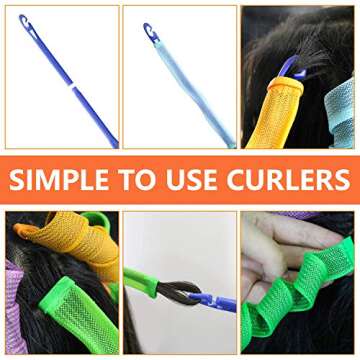 30 Pcs Hair Curlers Spiral Curls Heatless Hair Curlers No Heat Spiral Curlers Styling Kit with 2 Sets of Styling Hooks for Most Kinds of Hairstyles(Assorted Color,11.8in)