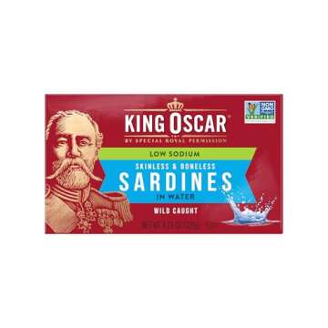 King Oscar Sardines in Water, 4.23 Ounce Cans (Pack of 12), Skinless & Boneless, Wild Caught Canned ...