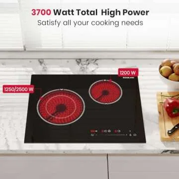 21 Inch Electric Cooktop for Apartment, GASLAND ETL Certificated Cooktop 2 Burners, 3700W Built-in Radiant Electric Stove Top with 16 Power Levels, 240V Electric Ceramic Cooktop, Slide Touch Control