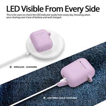 Hamile Cover Compatible with AirPods Case, Soft Silicone Protective Covers Skin (Front LED Visible) ...