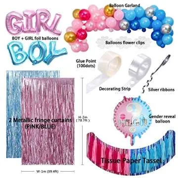 Gender Reveal Decoration Set with Balloon Arch Kit