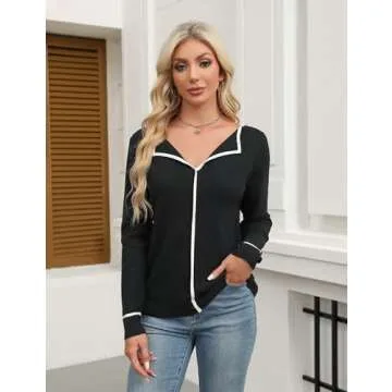 BMJL Women's V Neck Sweater - Stylish Fall Pullover for Work and Casual Looks