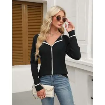 BMJL Women's V Neck Sweater for Stylish Fall Casual Wear