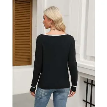 BMJL Women's V Neck Sweater for Stylish Fall Casual Wear