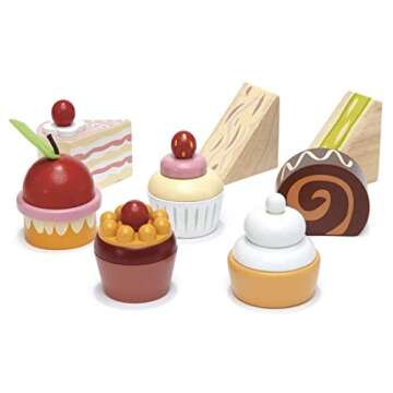 Tender Leaf Toys - Mini Chef Birdie Afternoon Tea Stand – Realistic English Sandwich, Cake and Pastry Tower for Pretend Play High-Tea Party - Social, Creative, and Imaginative Role Play - Age 3+