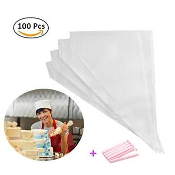 Piping Bags 16-Inch 100 Pack Pastry Bag Icing Bags Frosting Bags Cake Decorating Bags Disposable Icing Bags Pastry Disposable Bag Disposable Piping Bags for Cake Cupcake Cookie (white0)