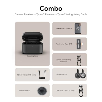 Hollyland Lark M2S Combo (Camera RX+USB-C RX+ Lightning Cable) Wireless Lavalier Microphone for iPhone/Camera/Android/PC, Titanium Clip, Noise Cancelling, 30H Use, Vlog, Interview, Content Creation