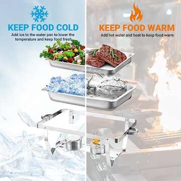 Chafing Dish Buffet Set 4 Pack,Stainless Steel Rectangular Buffet Servers and Warmers,Chafers for Ca...