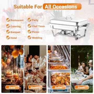 Chafing Dish Buffet Set 4 Pack,Stainless Steel Rectangular Buffet Servers and Warmers,Chafers for Catering,Foldable Frame Legs,10 QT Food Warmer for Parties, Buffets, Banquet, Catering Events