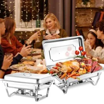 Chafing Dish Buffet Set 4 Pack,Stainless Steel Rectangular Buffet Servers and Warmers,Chafers for Catering,Foldable Frame Legs,10 QT Food Warmer for Parties, Buffets, Banquet, Catering Events