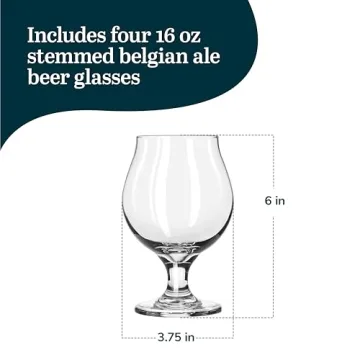 Dishwasher Safe Belgian Beer Glasses - Set of 4
