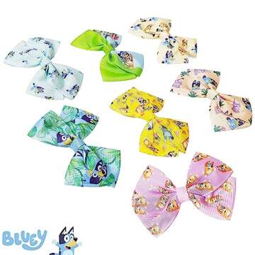 Bluey Kids Hair Bows - 7-Piece Fun Accessory Gift Set for Girls